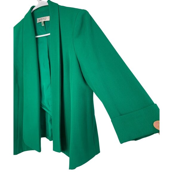 Kasper Women's Green Open-Front Blazer Jacket Size 10 Lined 3/4 Sleeve EUC 7210 - Picture 3 of 8